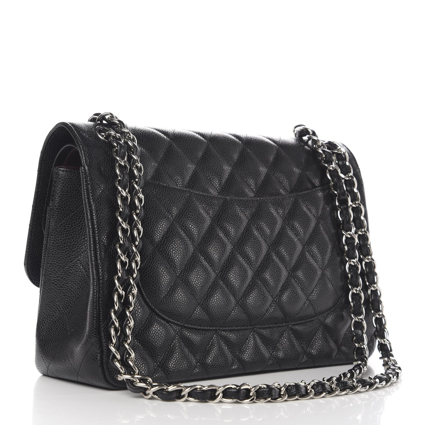 Caviar Quilted Jumbo Double Flap Black
