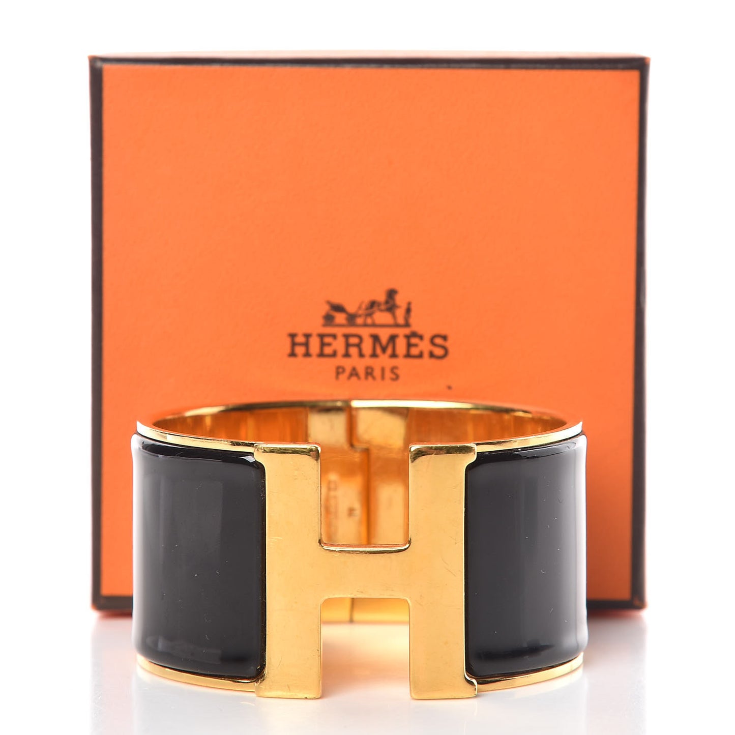 Enamel Extra Wide Clic Clac H Bracelet GM Black