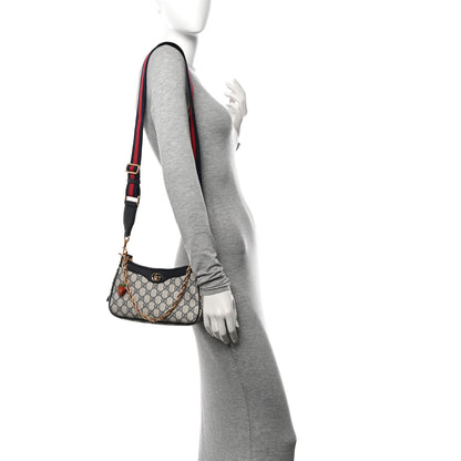 Gucci GG Supreme Monogram Textured Dollar Calfskin Web Small Ophidia GG Handbag Beige Blue 2 of 11