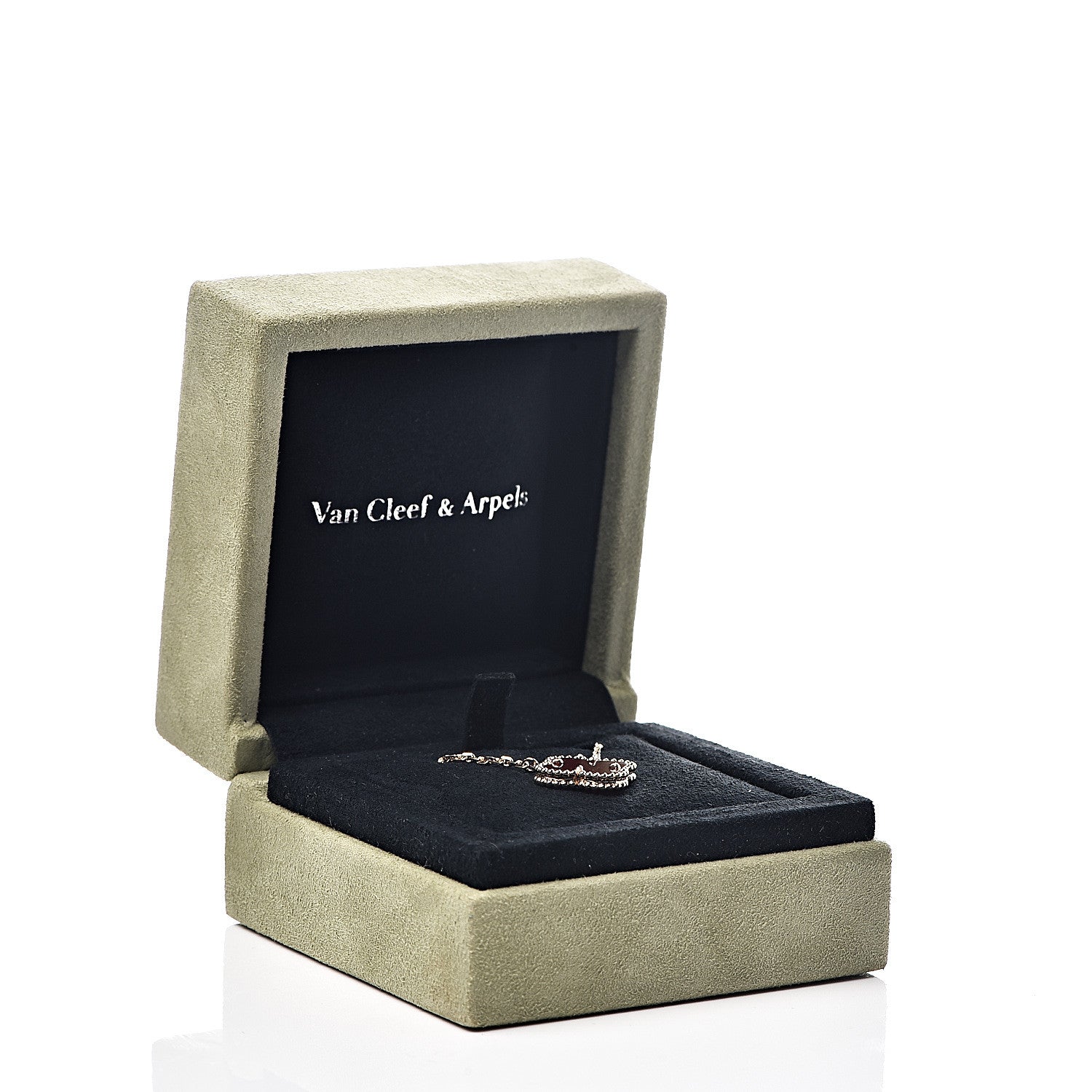 Van Cleef & Arpels 18K Yellow Gold Carnelian Vintage Alhambra Pendant Necklace 6 of 6