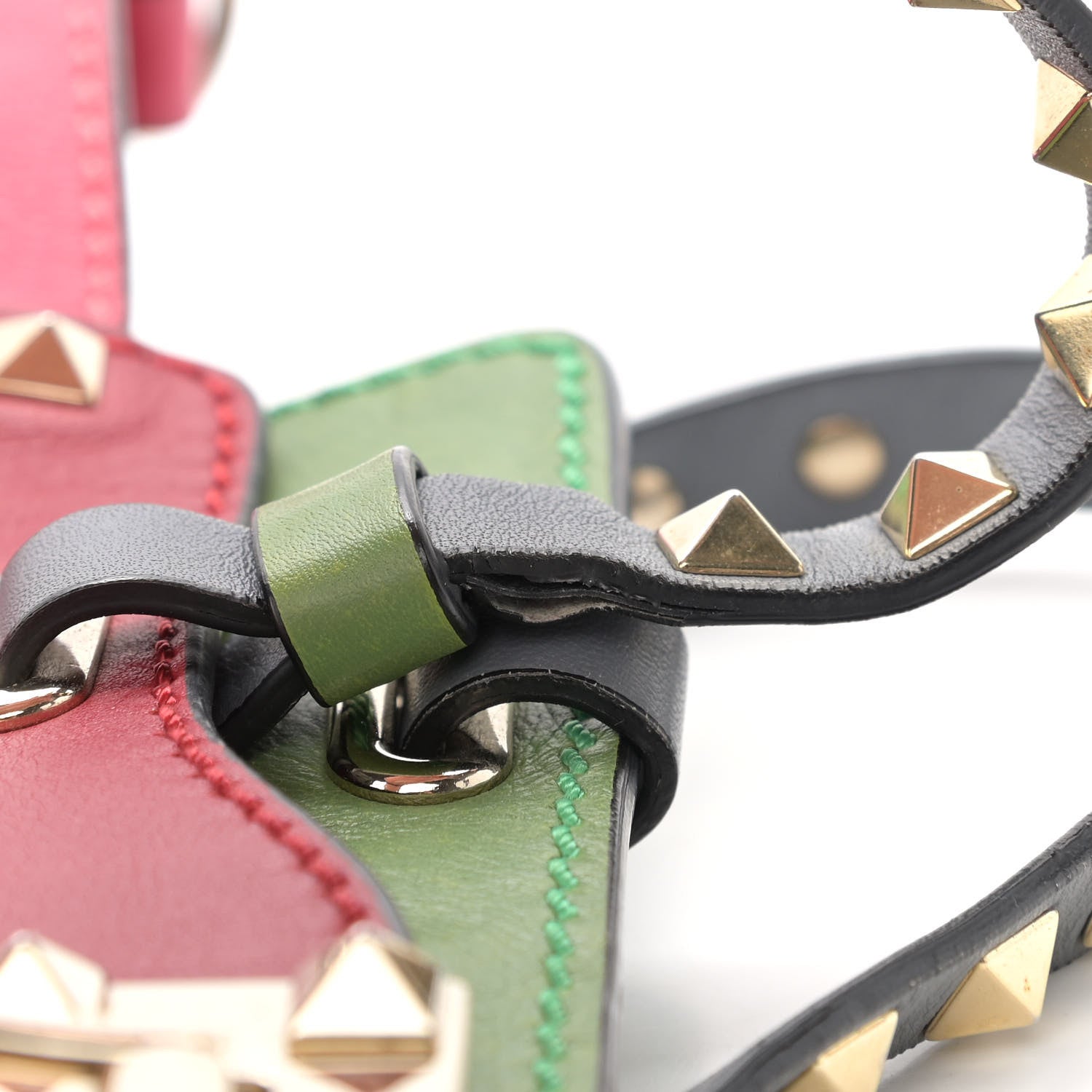 Valentino Garavani Vitello Colorblock Small Rockstud Tote Deep Rose Clover Grey Scarlet 14 of 17