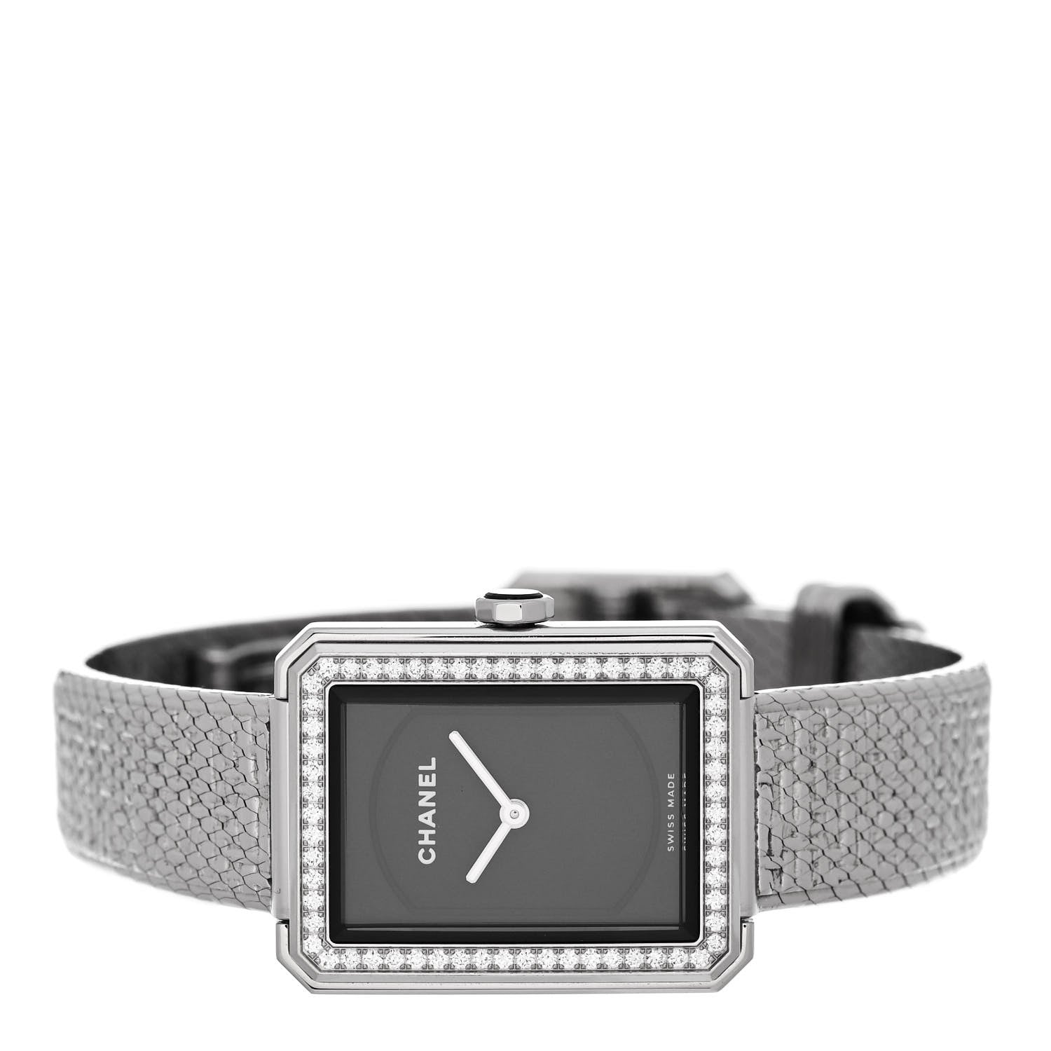 Chanel Stainless Steel Diamond Bezel 21mm Boy-friend Tweed Quartz Watch Black 2 of 4