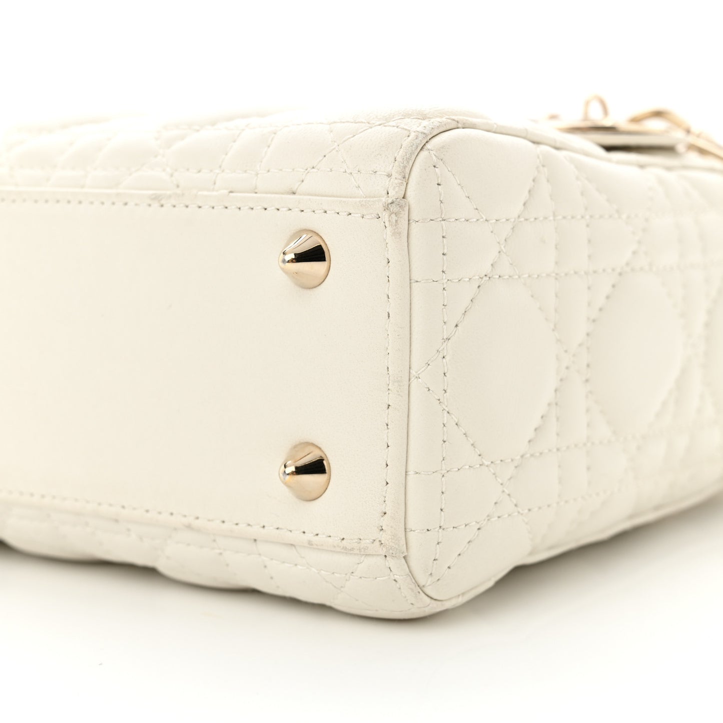 Lambskin Cannage Small Lucky Badges My Lady Dior White