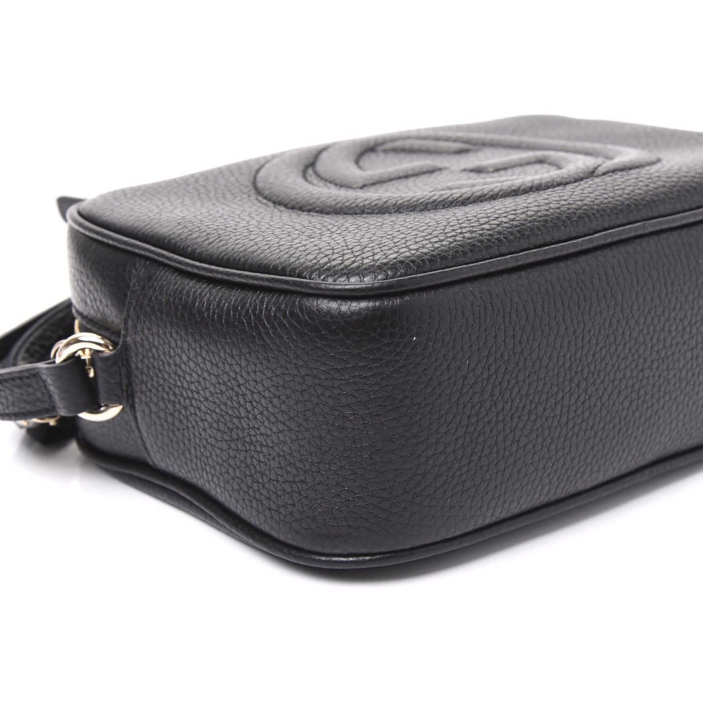 Pebbled Calfskin Small Soho Disco Bag Black