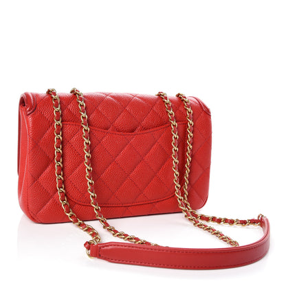 Chanel Caviar Quilted Small CC Filigree Flap Red 3 of 13