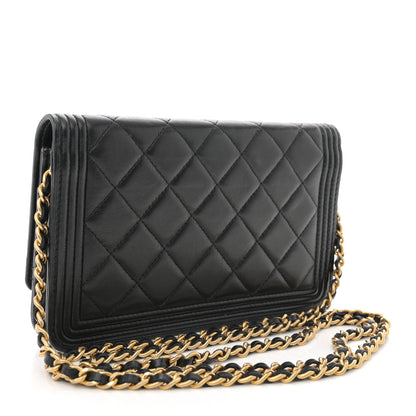 Chanel Lambskin Quilted Boy Wallet On Chain WOC Black 3 of 13