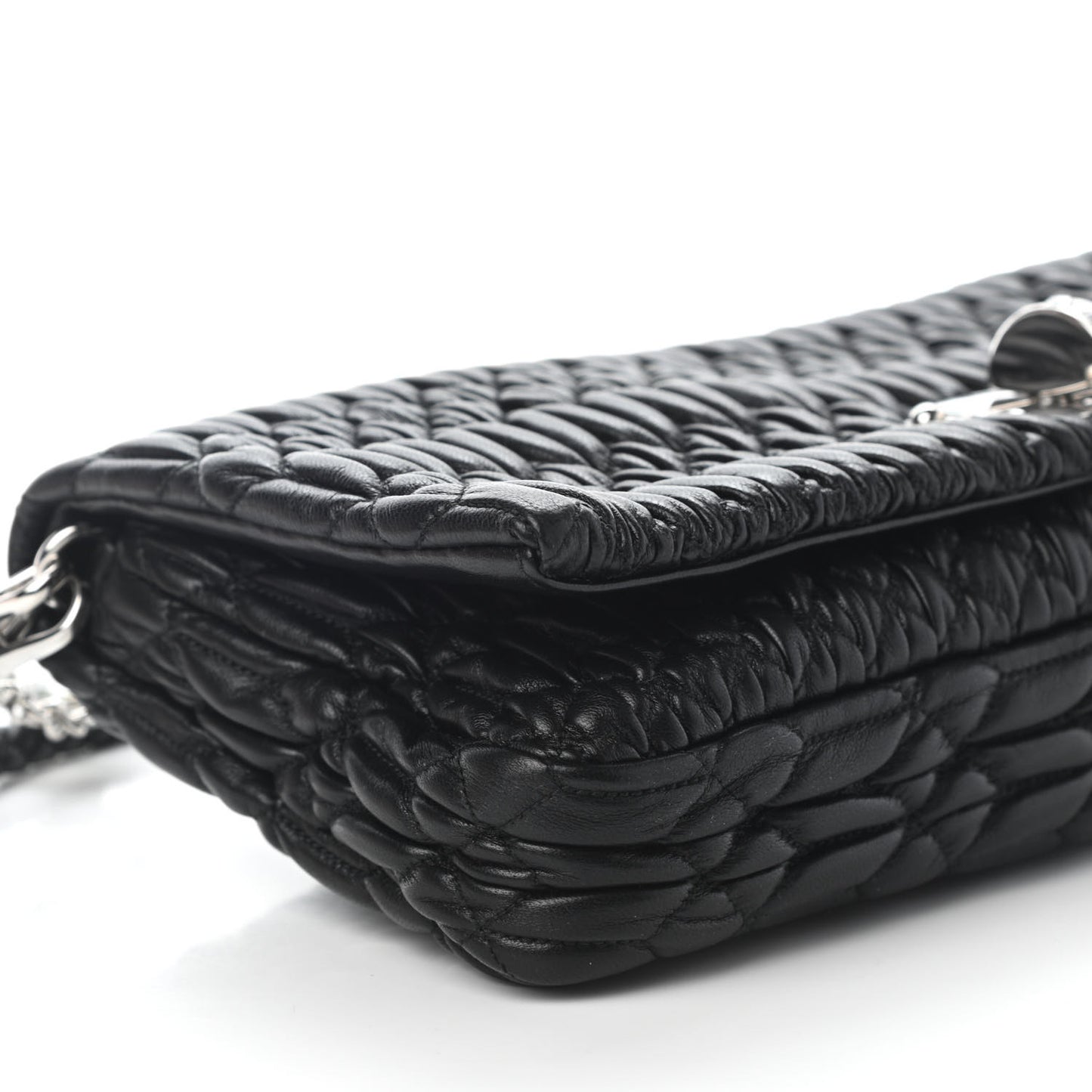Nappa Matelasse Crystal Flap Clutch Black