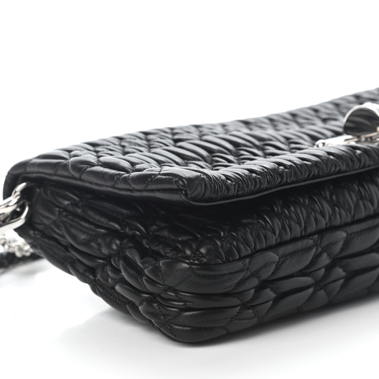 Miu Miu Nappa Matelasse Crystal Flap Clutch Black 7 of 8