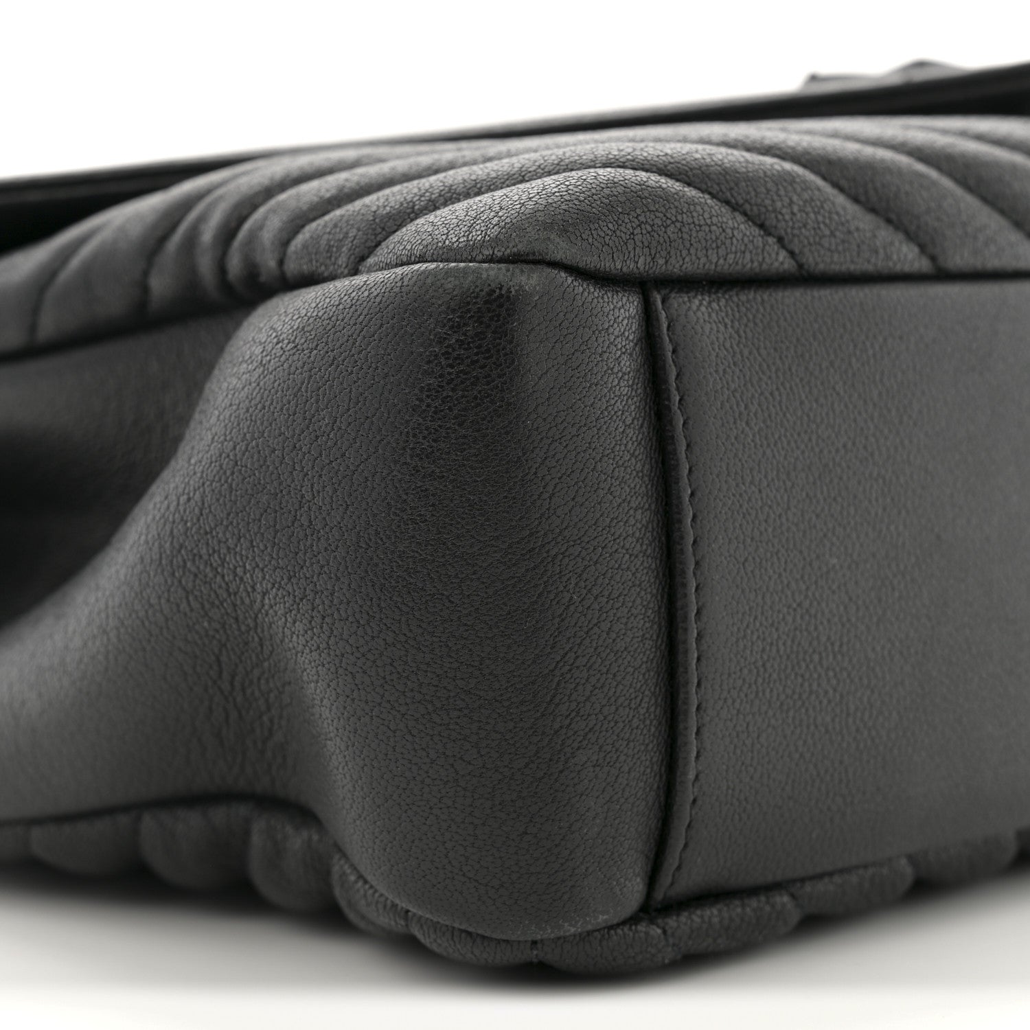 Saint Laurent Sheepskin Matelasse Chevron Monogram Monochrome Large College Satchel Black 9 of 12