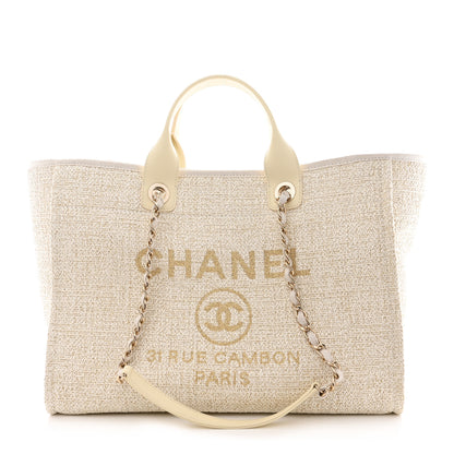 Chanel Lurex Boucle Medium Deauville Tote White 1 of 10