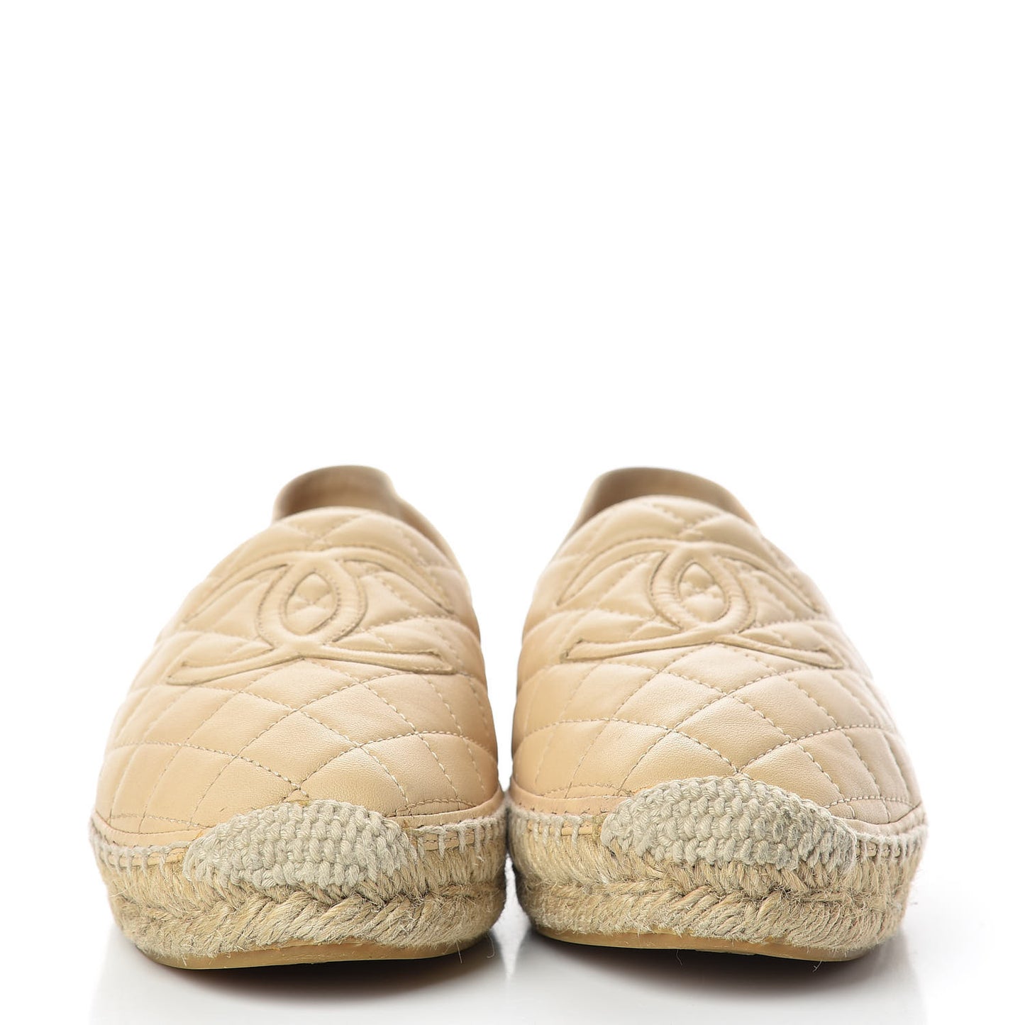 Lambskin Quilted CC Espadrilles 39 Beige