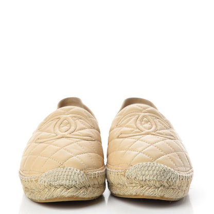 Chanel Lambskin Quilted CC Espadrilles 39 Beige 2 of 13