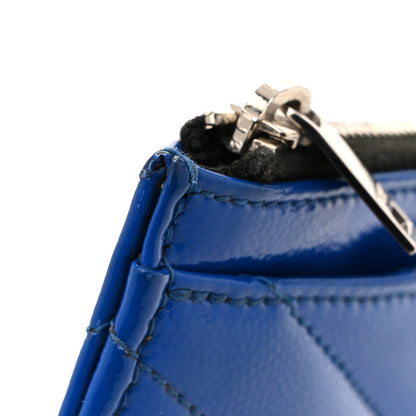 Saint Laurent Grain De Poudre Chevron Monogram Bill Pouch Neon Blue 11 of 13