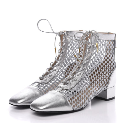 Christian Dior Laminated Lambskin Resille Naughtily-D 30mm Ankle Boots 37.5 Silver 3 of 9