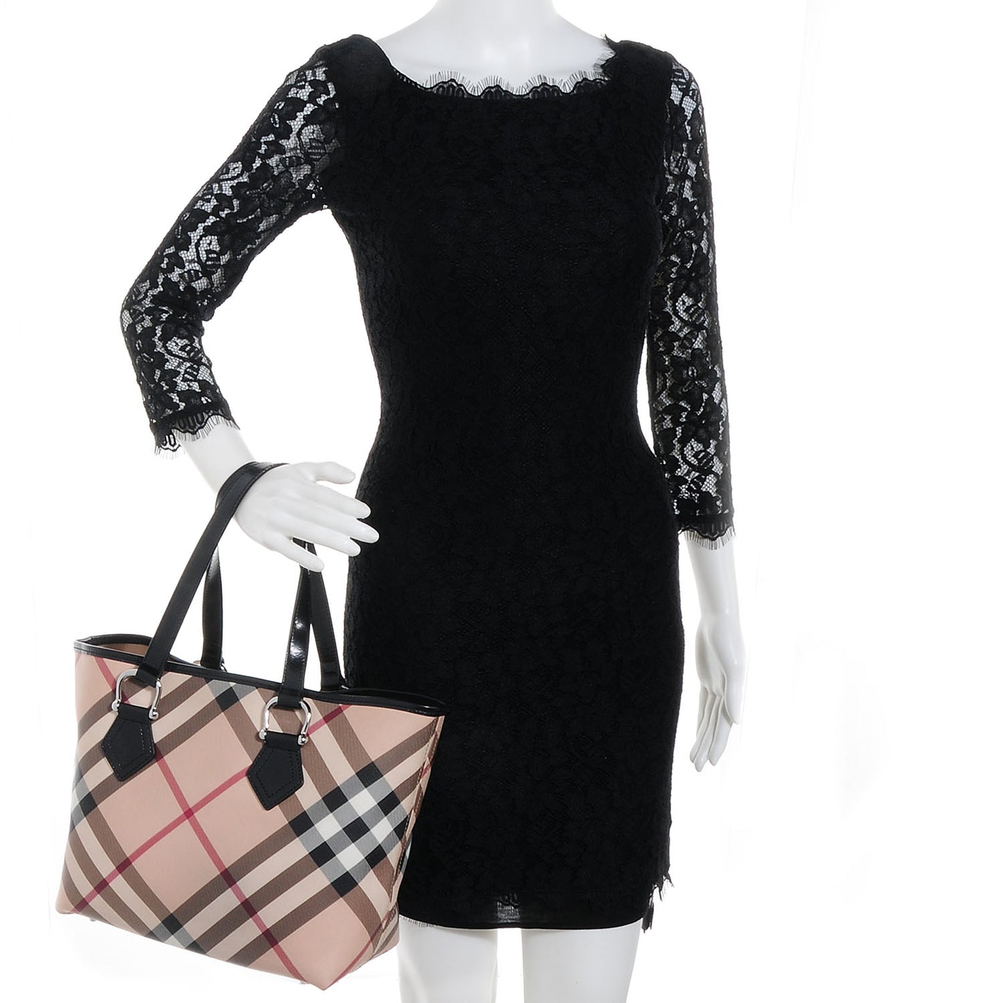 Patent Nova Check Medium Tote Black
