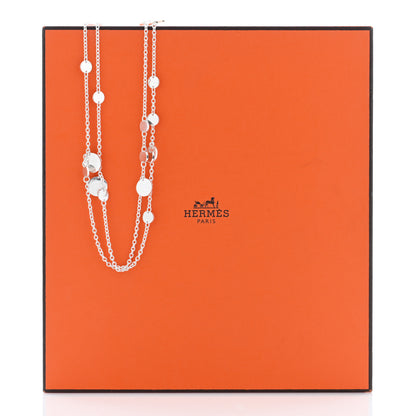Hermes Sterling Silver 18K Rose Gold Confettis Long Necklace 6 of 6