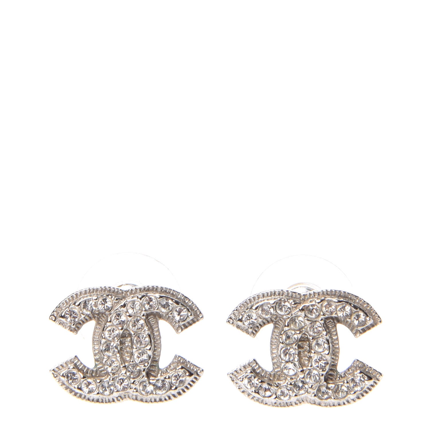 Chanel Crystal CC Earrings Silver 1 of 5