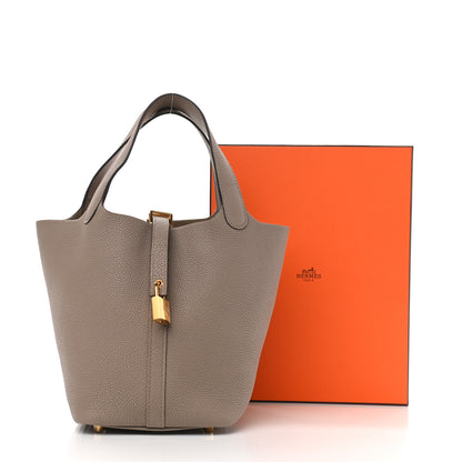 Hermes Taurillon Maurice Picotin Lock 18 PM Gris Asphalte 11 of 11