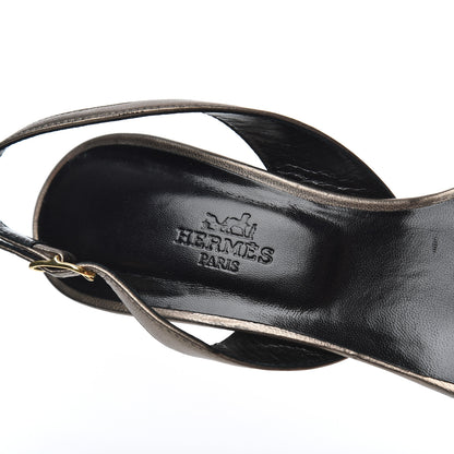 Hermes Metallic Nappa Night 70 Slingback Sandals 36.5 Canon De Fusil Argent 6 of 19