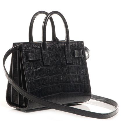 Saint Laurent Crocodile Embossed Sac De Jour Nano Black 3 of 7