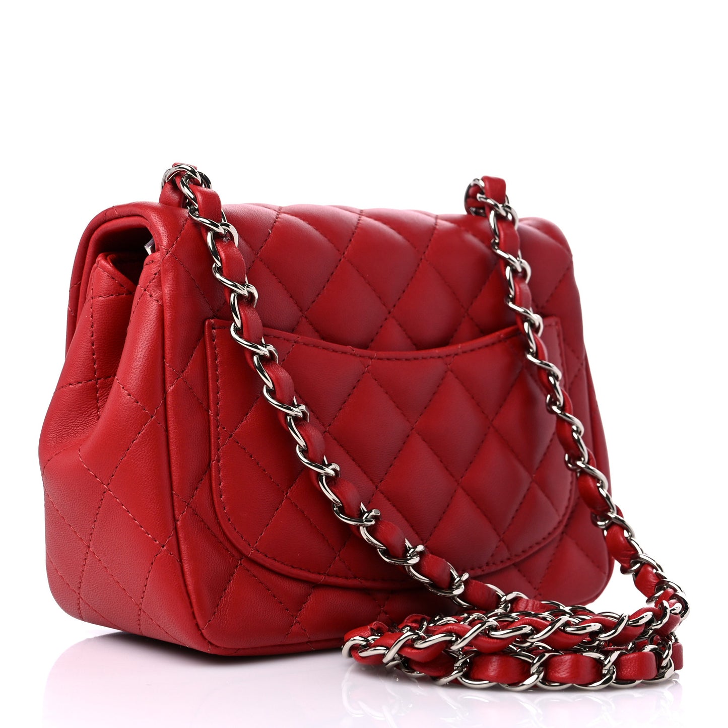 Lambskin Quilted Mini Square Flap Dark Red