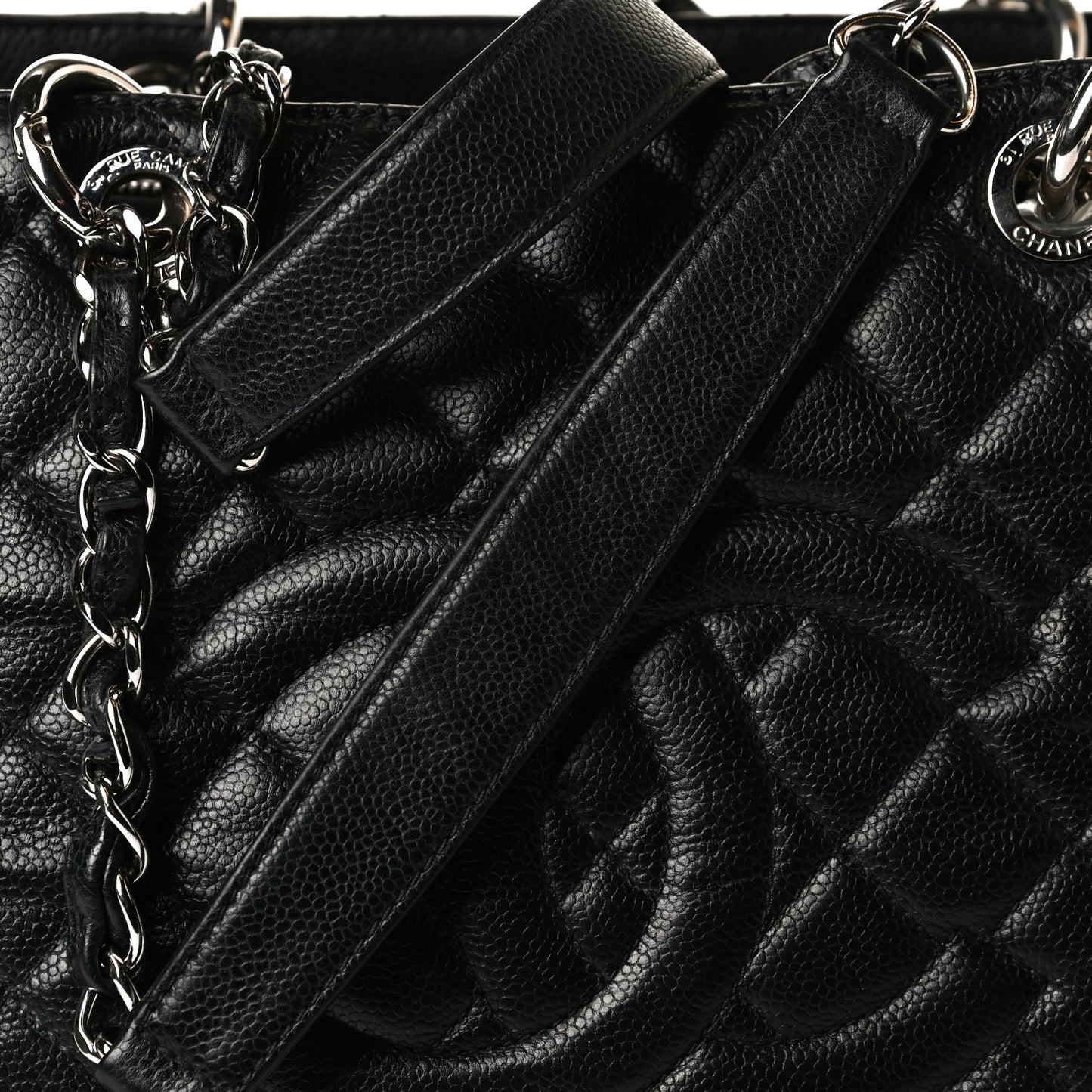 Caviar Quilted Grand Shopping Tote GST Black