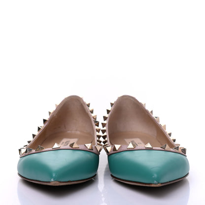 Valentino Garavani Calfskin Nappa Rockstud Ballerina Flats 37.5 Colibri Poudre 2 of 17