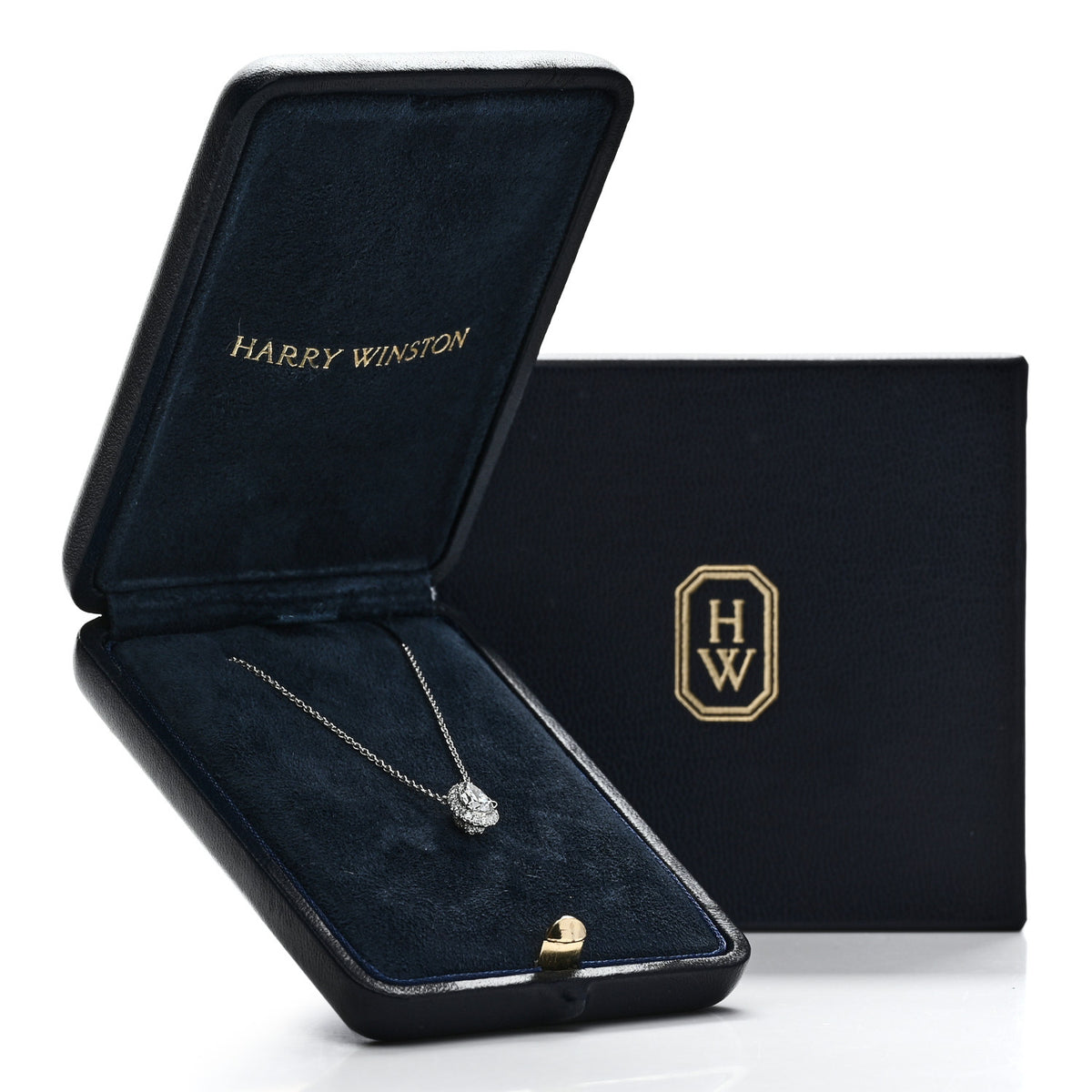 Harry Winston Platinum Diamond .55ct Pear Cut Micropave Pendant Necklace 6 of 6