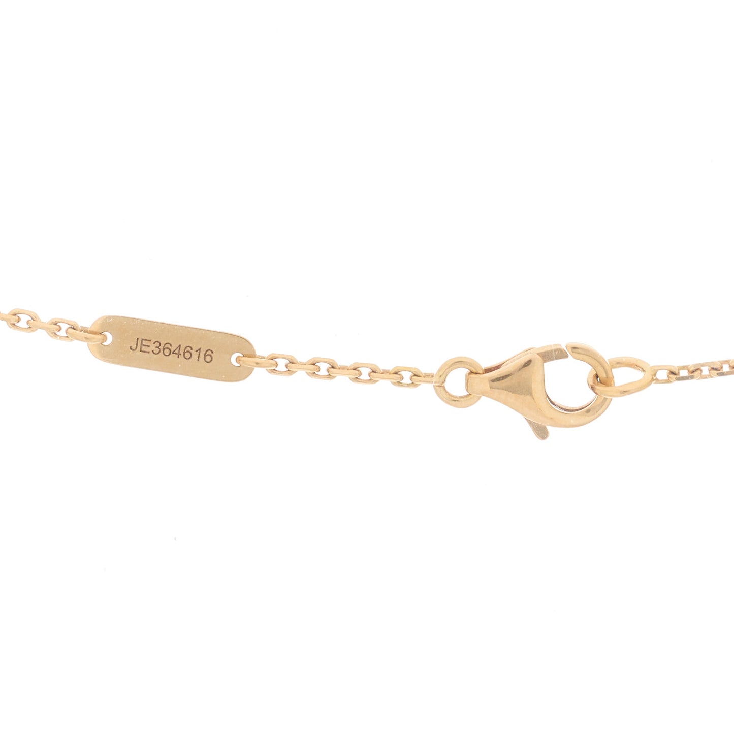 18K Rose Gold Diamond Pink Porcelain Vintage Alhambra Pendant Necklace