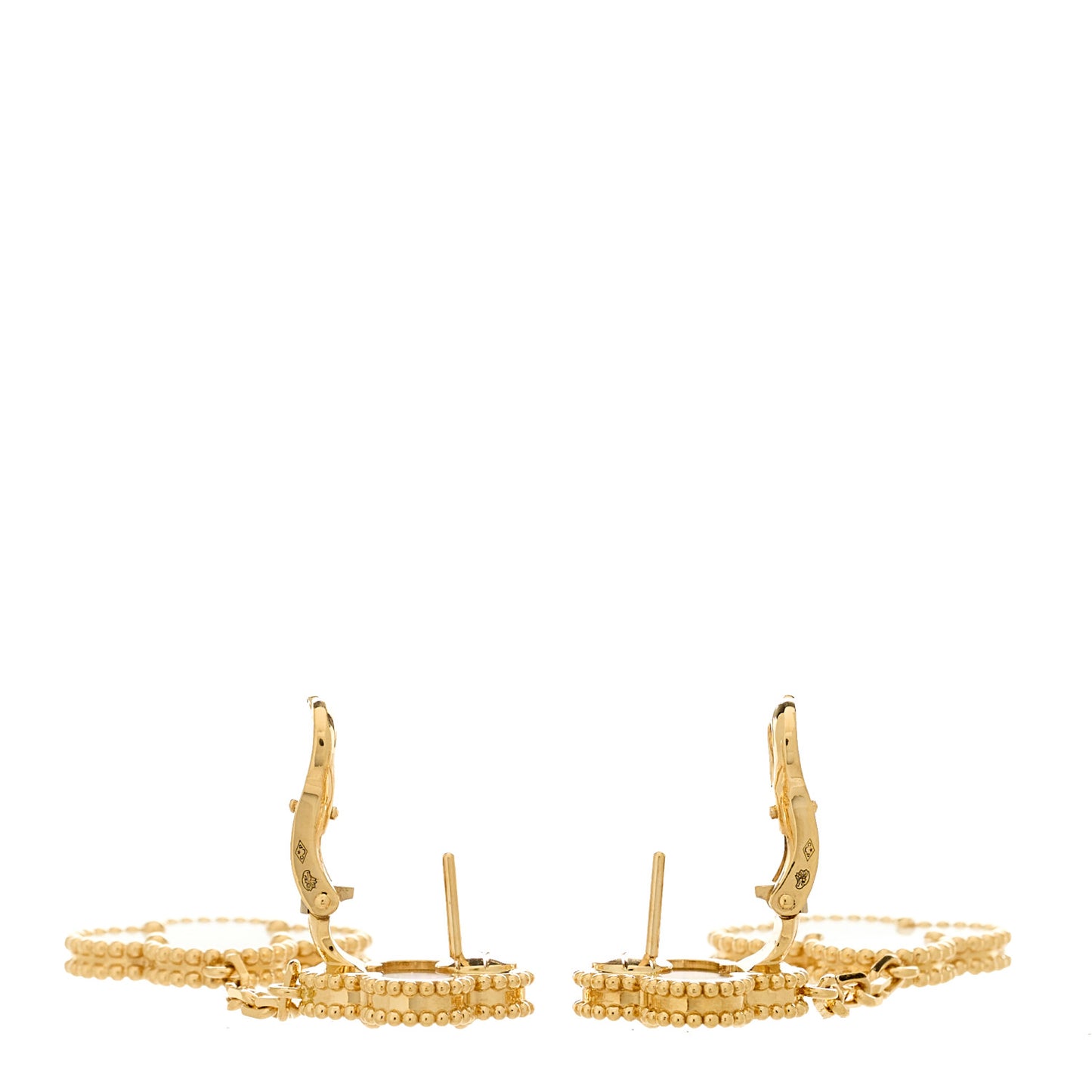 18K Yellow Gold Mother of Pearl 2 Motifs Magic Alhambra Earrings