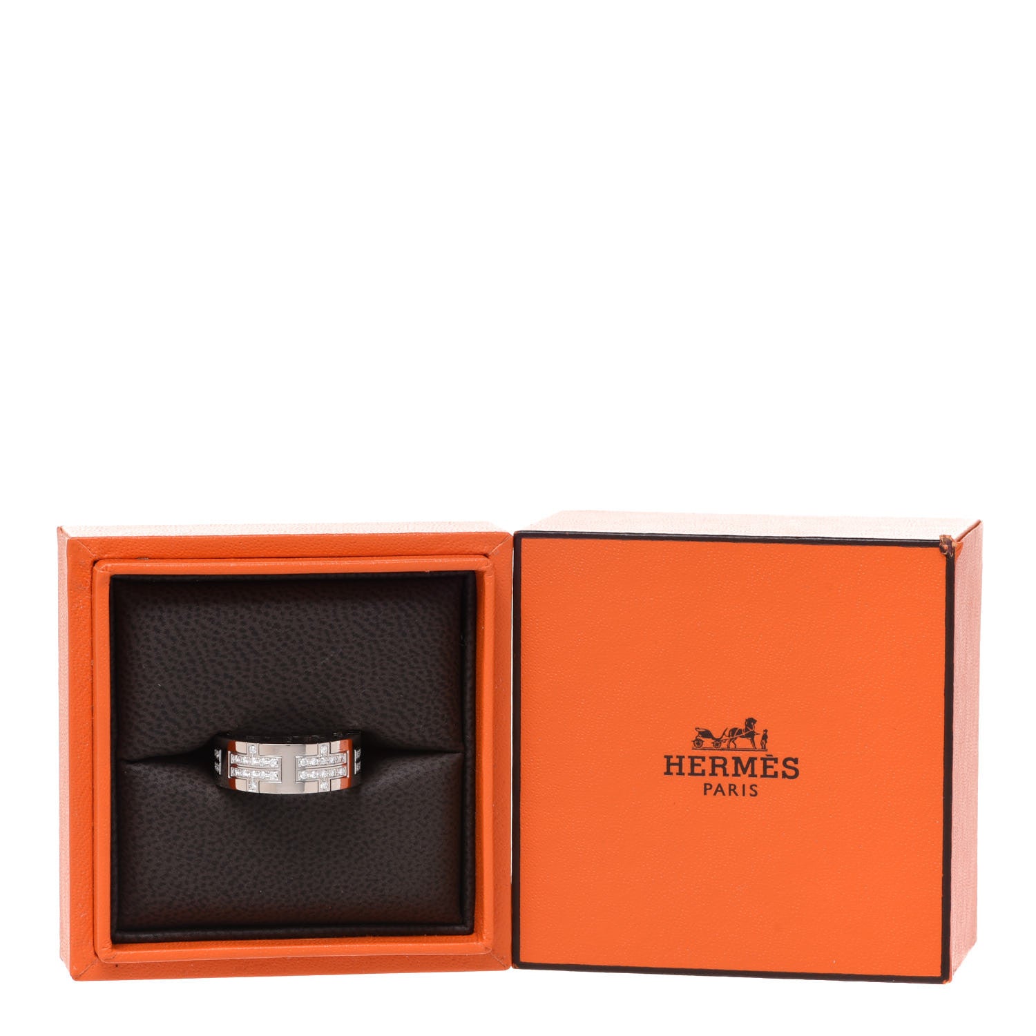 Hermes 18K White Gold Diamond Kilim Band Ring 52 6 5 of 5