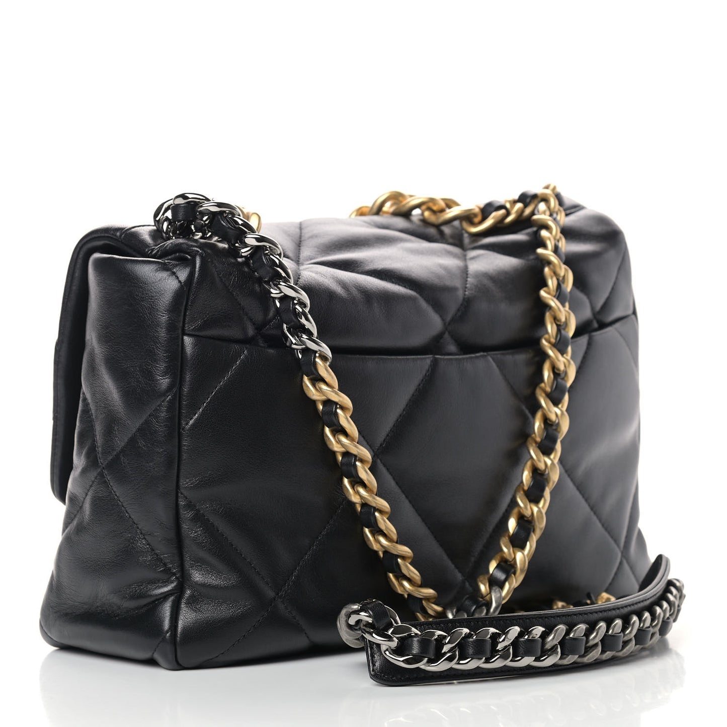 Lambskin Quilted Large Chanel 19 Flap Black