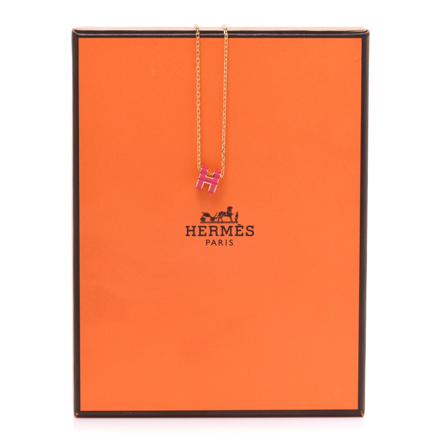 Lacquered Gold Mini Pop H Pendant Necklace Rose Extreme