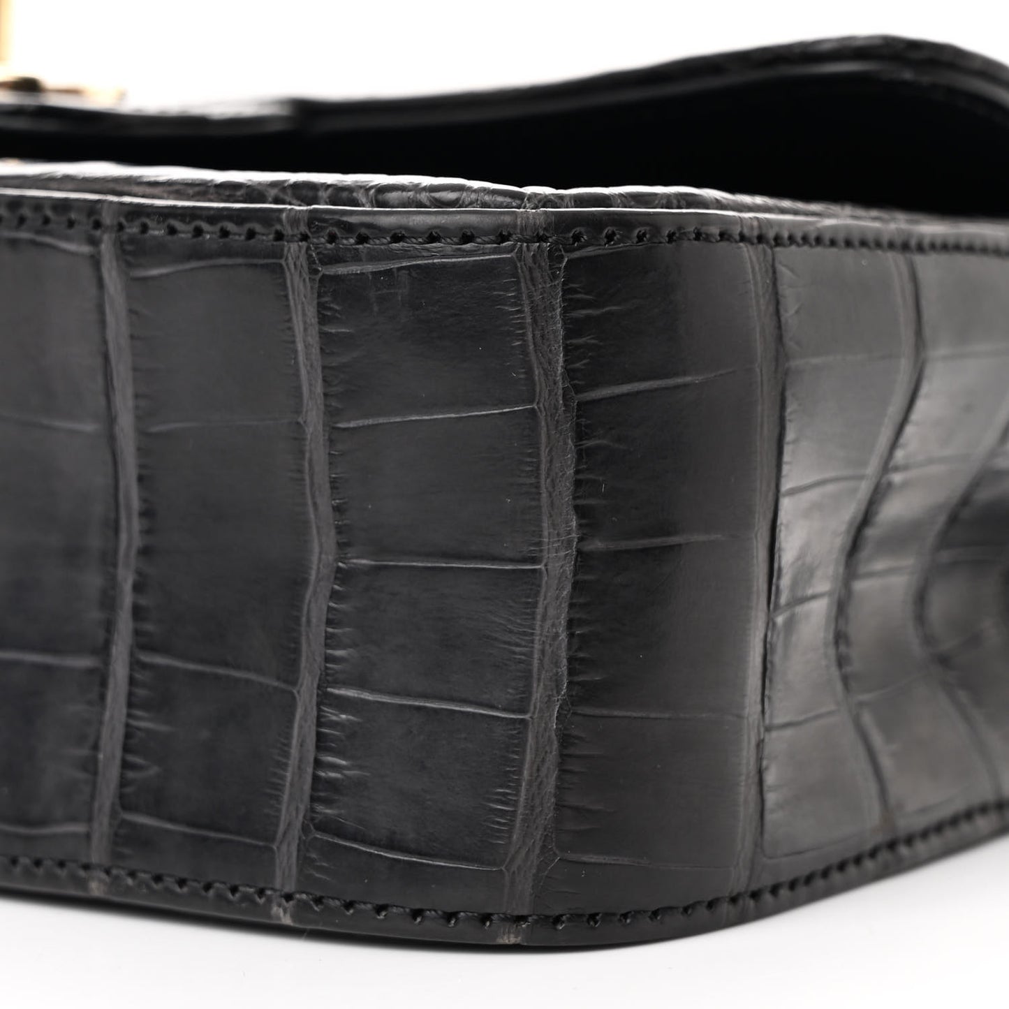 Shiny Alligator Mini Rectangular Flap Black