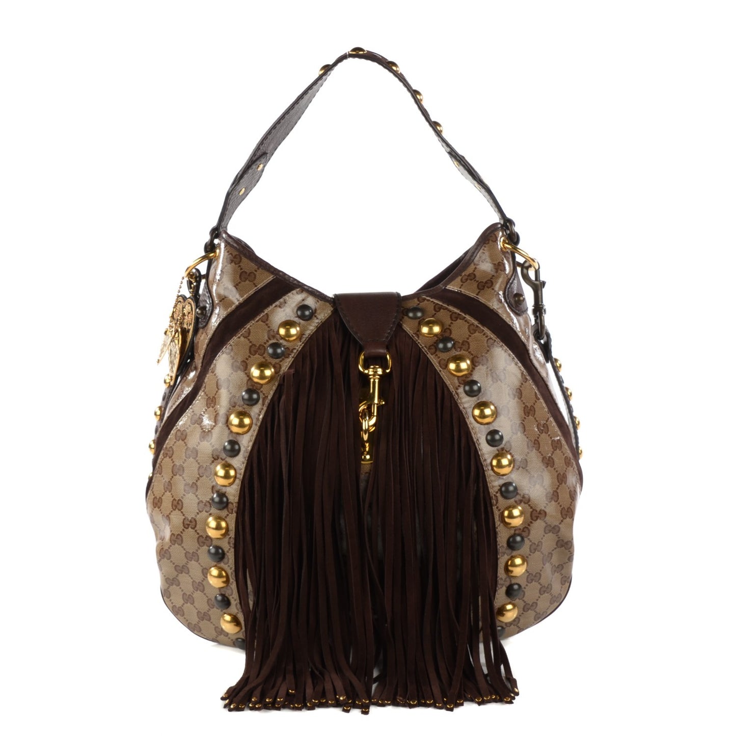 Crystal Monogram Fringe Babouska Hobo