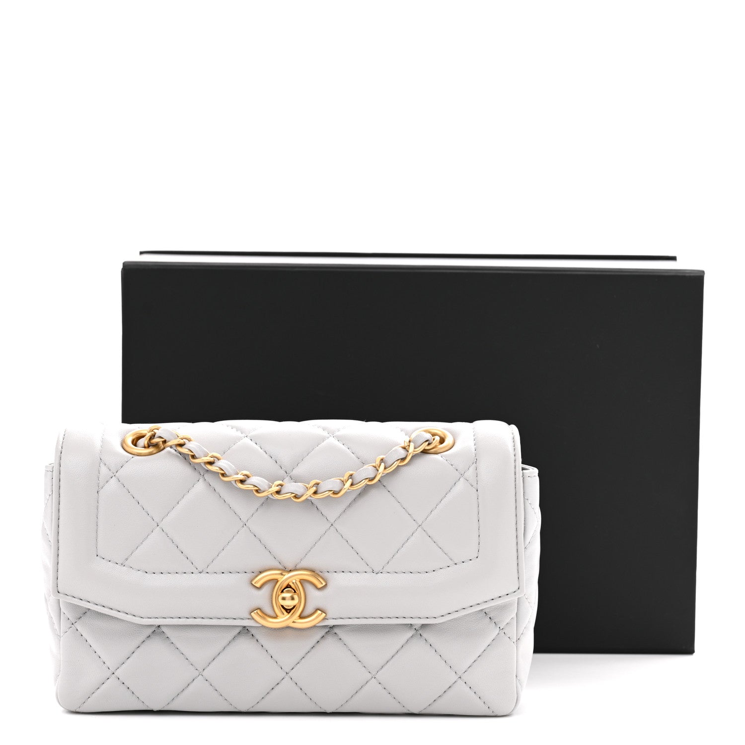 Chanel Shiny Lambskin Quilted Mini Flap Grey 11 of 11
