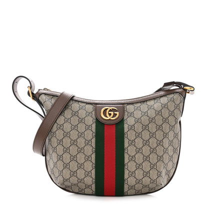 Gucci GG Supreme Monogram Web Small Ophidia Half Moon Hobo Brown 1 of 11