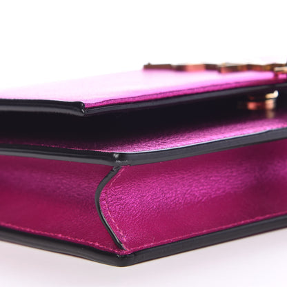 Saint Laurent Metallic Calfskin Classic Monogram Kate Tassel Chain Walle Fuchsia 6 of 14