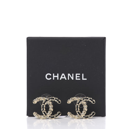 Chanel Enamel Metal Chain French New Wave CC Earrings Black Gold 5 of 5