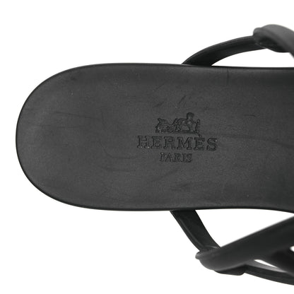 Hermes Rubber Womens Egerie Sandals 38 Black 9 of 12