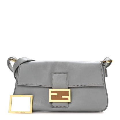 Fendi Vitello Flamingo Enamel Interchangeable Strap Baguette Grigio Chiaro Latte Tabacco 2 of 11