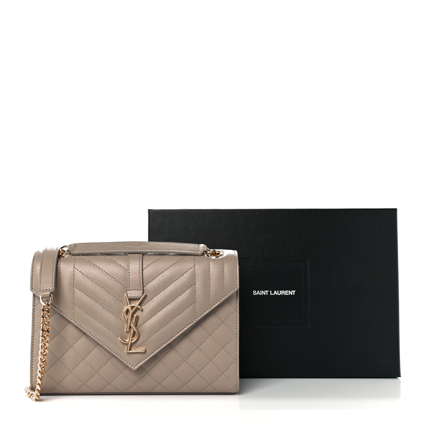 Grain De Poudre Textured Mixed Matelasse Medium Triquilt Monogram Satchel Dark Beige