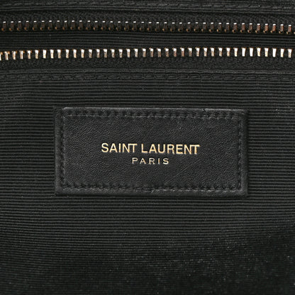 Saint Laurent Smooth Calfskin Matelasse Chevron Large Monogram Satchel Black 6 of 19