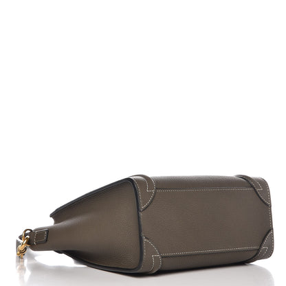 Celine Drummed Calfskin Nano Luggage Stone 5 of 9