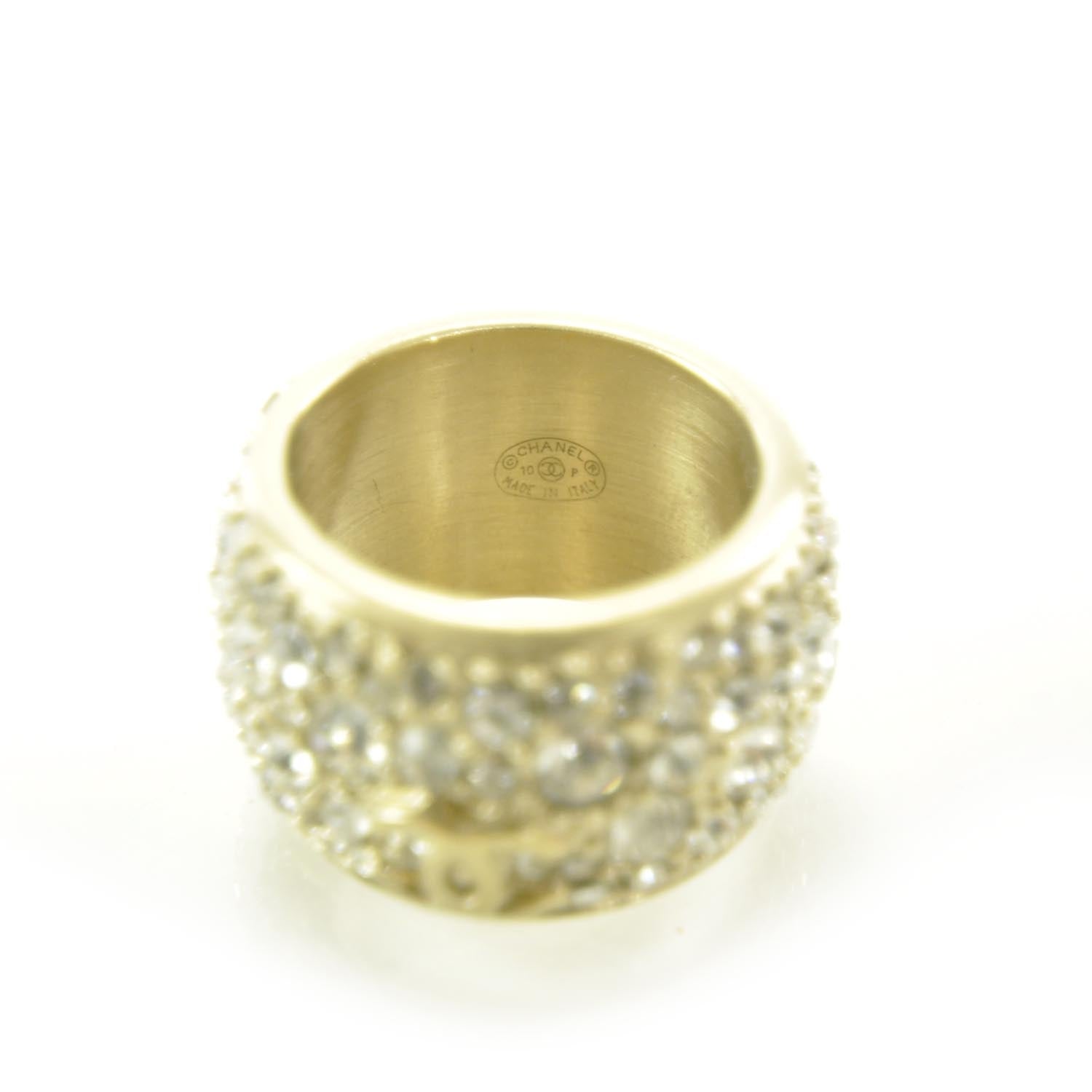 Chanel Crystal CC Ring 6.5 Gold 5 of 5