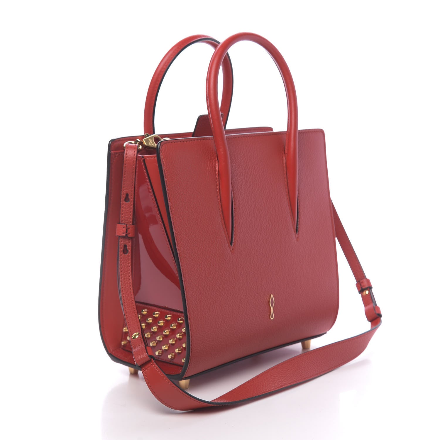 Christian Louboutin Calfskin Patent Leopard Studded Small Paloma Red 3 of 9