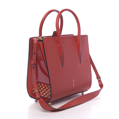 Christian Louboutin Calfskin Patent Leopard Studded Small Paloma Red 3 of 9