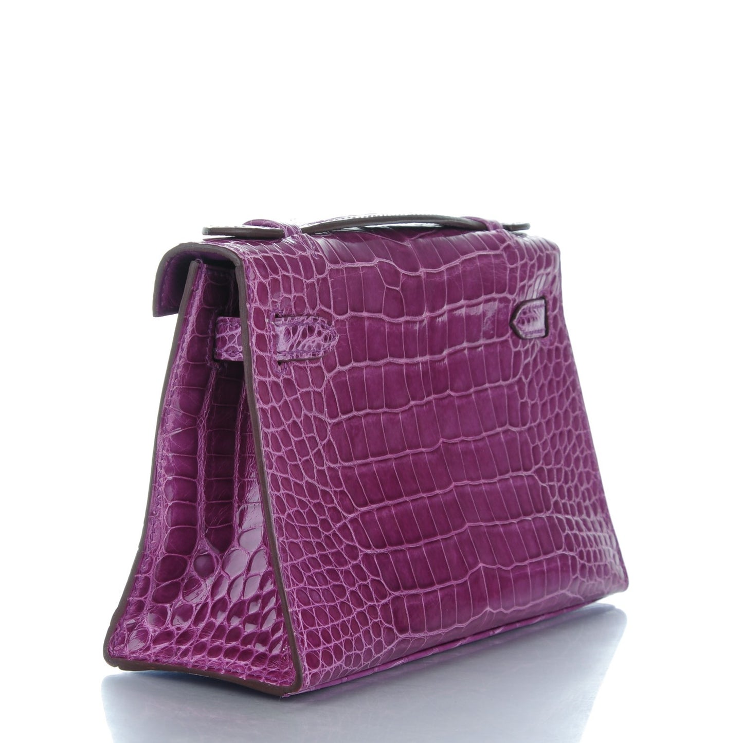 Shiny Alligator Kelly Pochette Violet