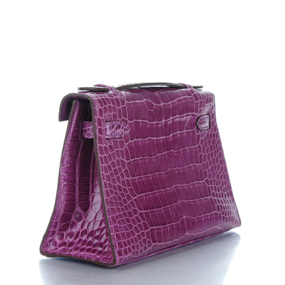 Hermes Shiny Alligator Kelly Pochette Violet 4 of 21