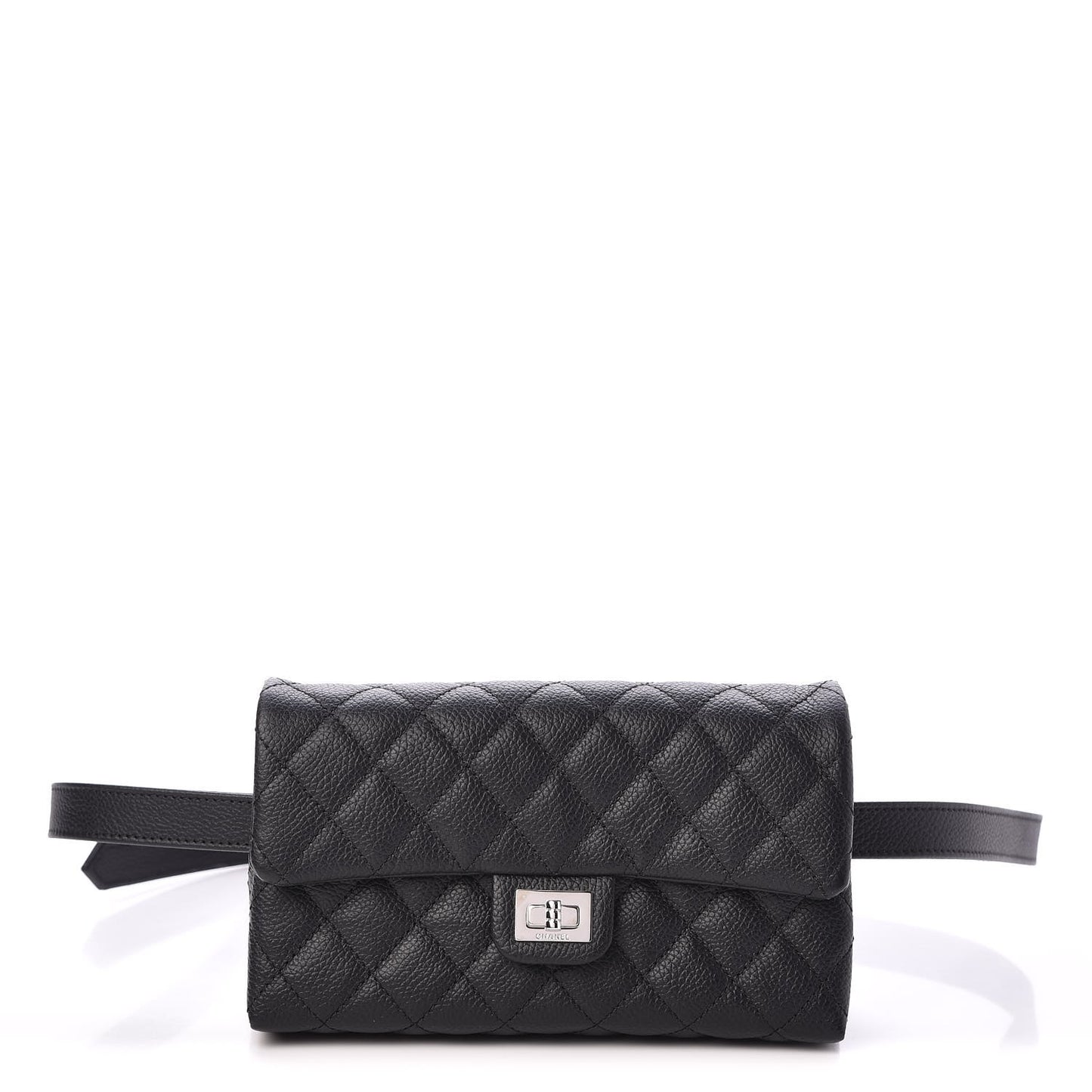Grained Calfskin Quilted 2.55 Reissue Flap Belt Bag Clutch Black